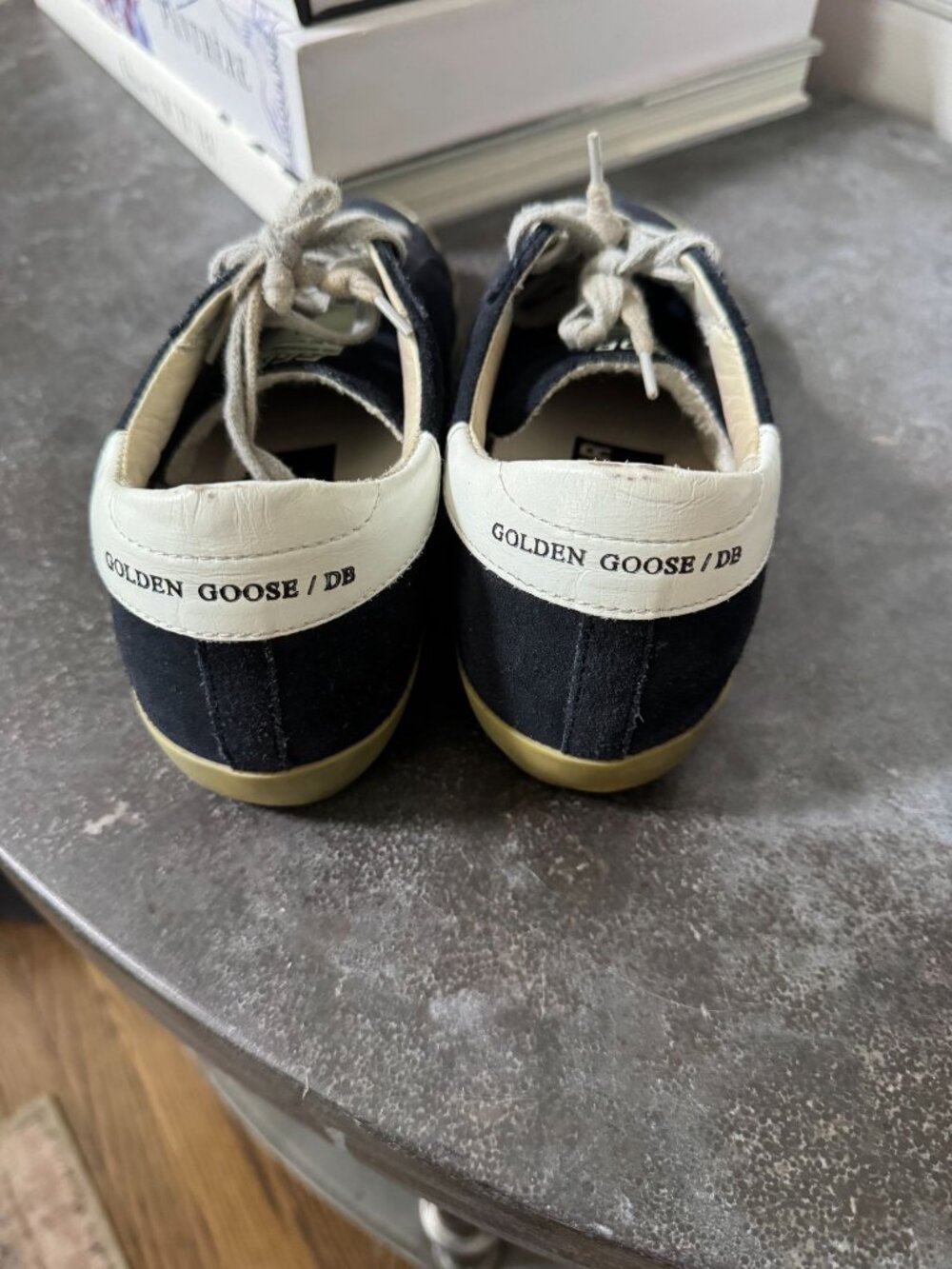 Golden Goose Superstar Low Top Sneakers Suede Navy Silver Star Size 36 - Picture 5 of 7